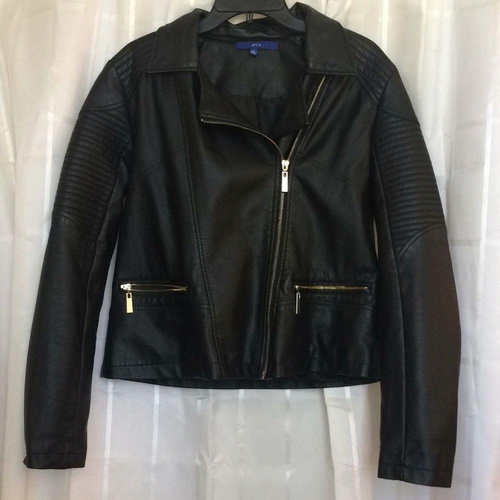 Apt 9 Faux Leather Moto Jacket Sz L